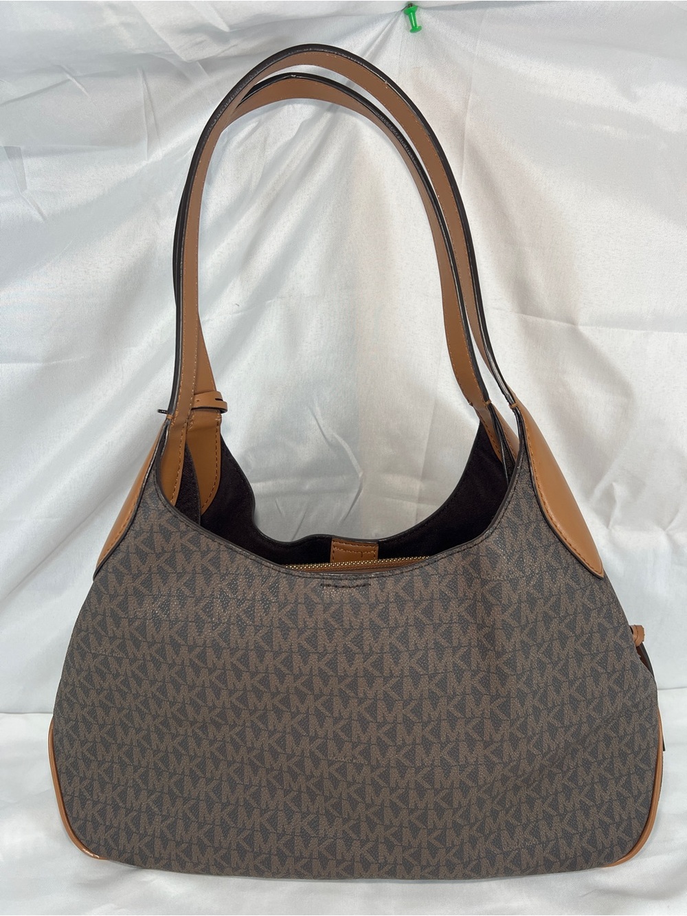 Michael Kors Kelsey Large Logo Shoulder Bag Brown Acorn w/ Coordinating Wallet - Picture 2 of 16